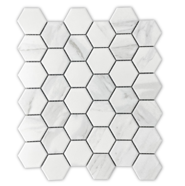 CERAMIC HEXAGON - WHITE Mosaic Tile