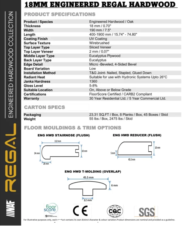 Cuba NAF Engineered Oak Hardwood Flooring 18mm Regal Collection 7.5″ - Image 2