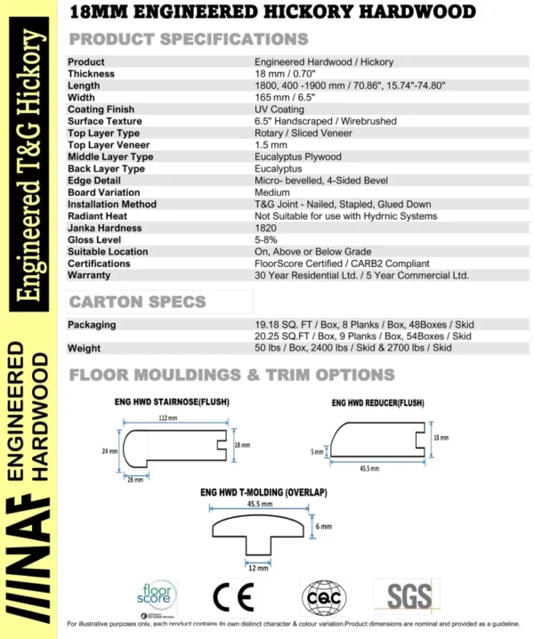 Millstone-NAF 18mm Engineered Handscraped Hickory Hardwood Flooring 6.5″ - Image 2