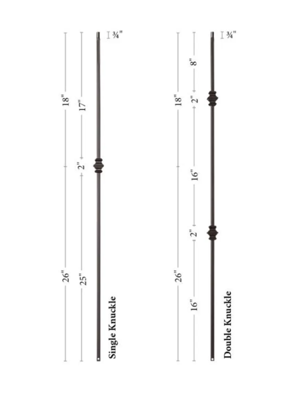 hollow single Knuckle Metal Spindle satin Black - Image 5